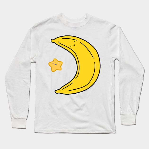 Crescent Moon Banana and Star Long Sleeve T-Shirt by saradaboru